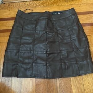 motel rocks leather patchwork skirt brown
